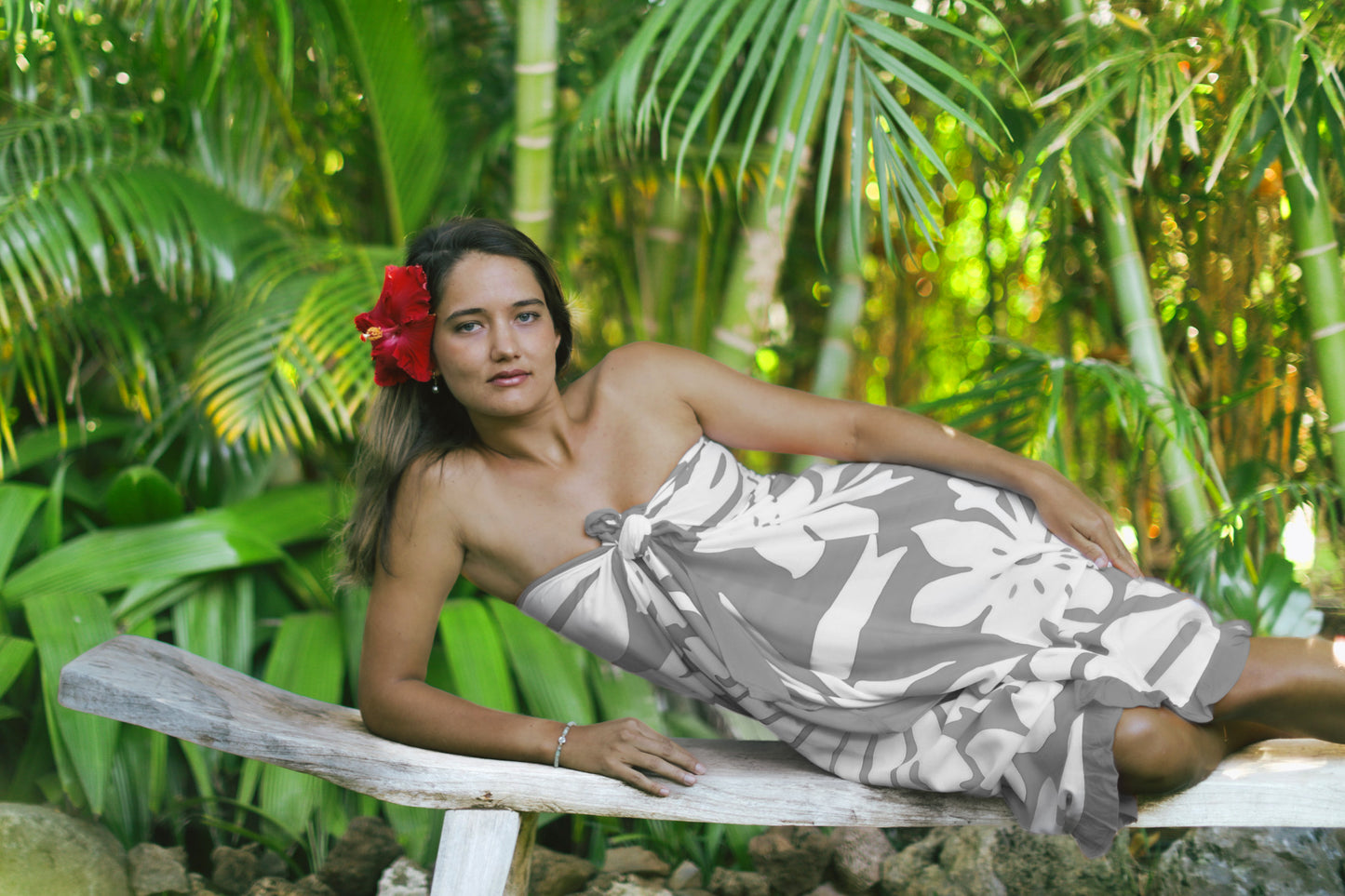 Classic Long Ruffle Pareo in Hibiscus