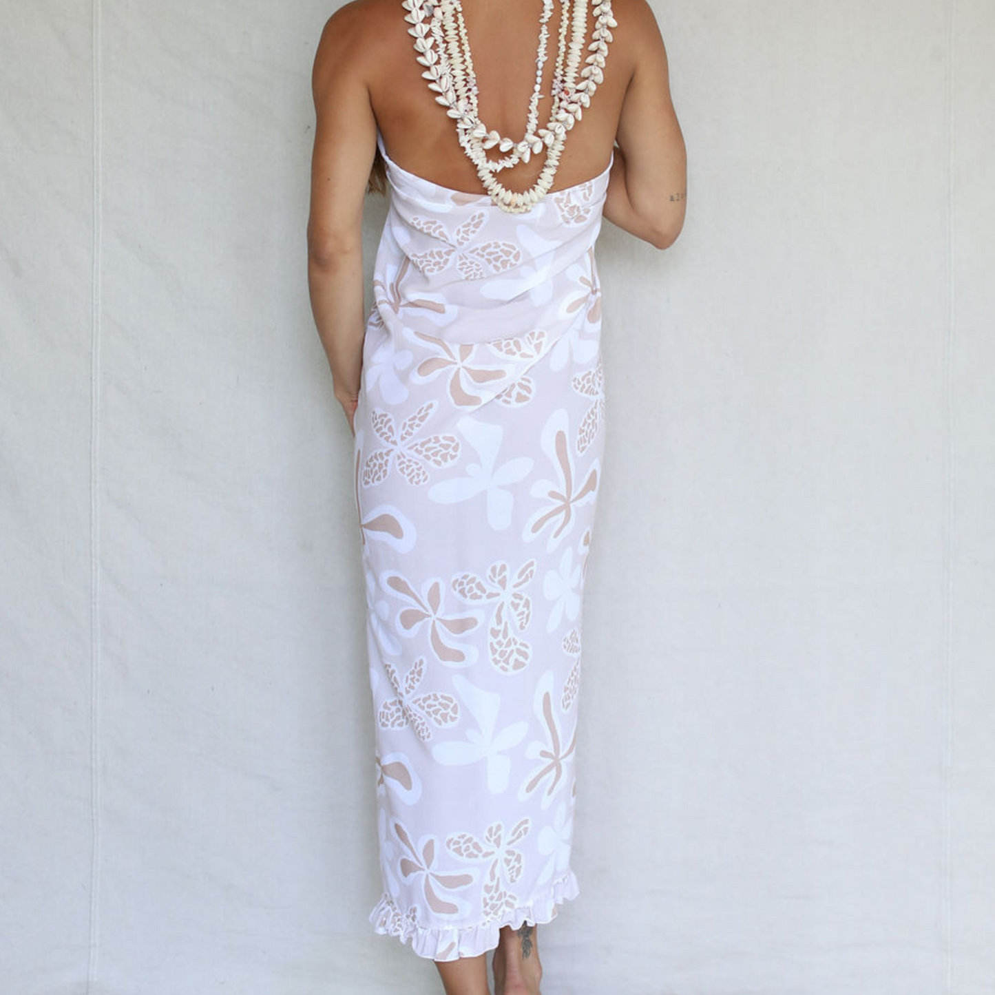 Flower Drop Long Ruffle Pareo