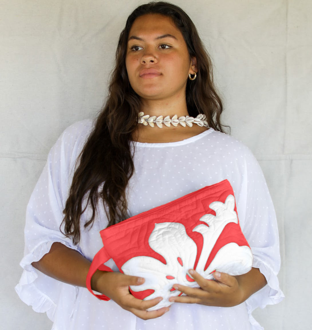 The Quilted Clutch in Hibiscus