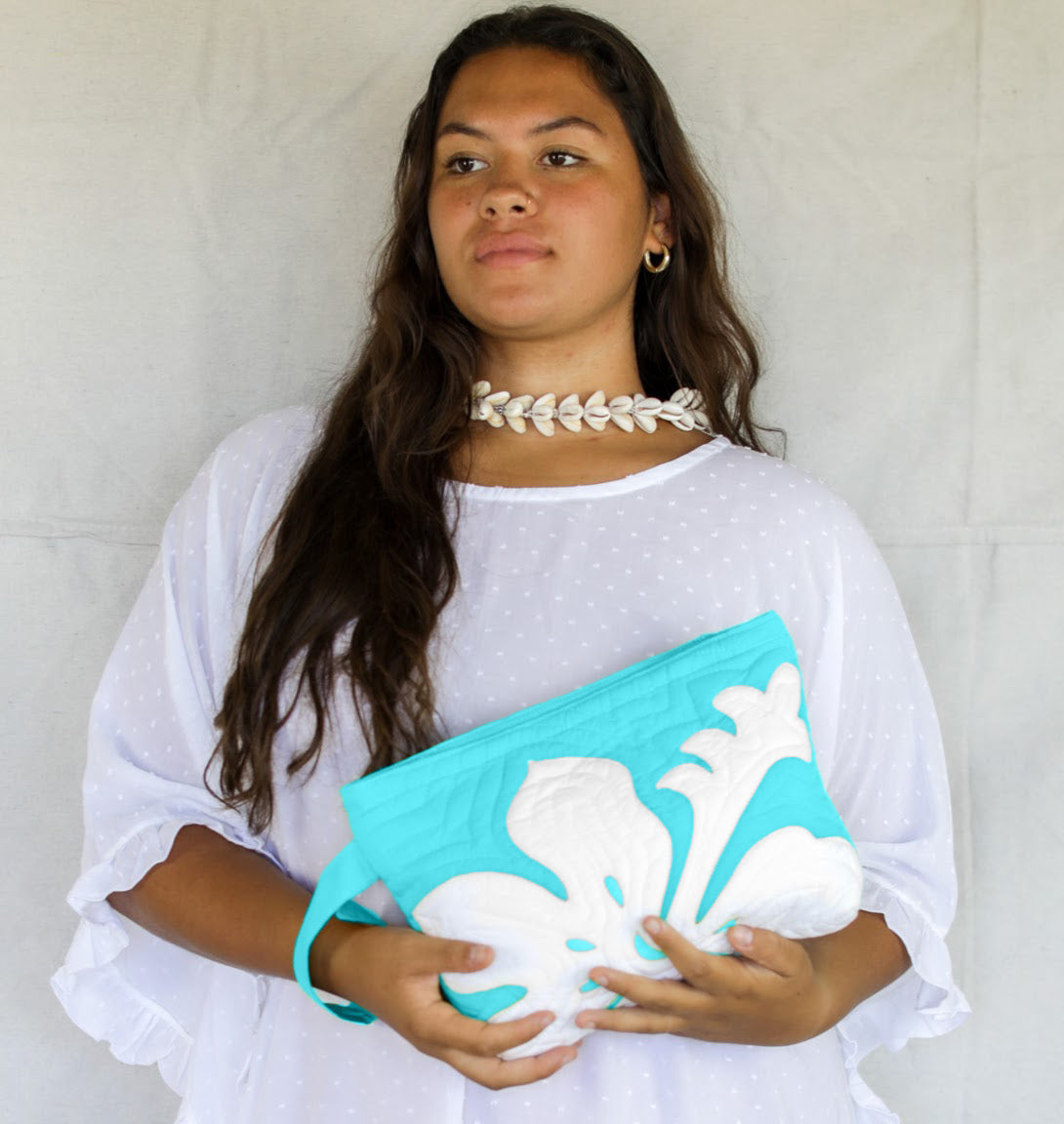 The Quilted Clutch in Hibiscus