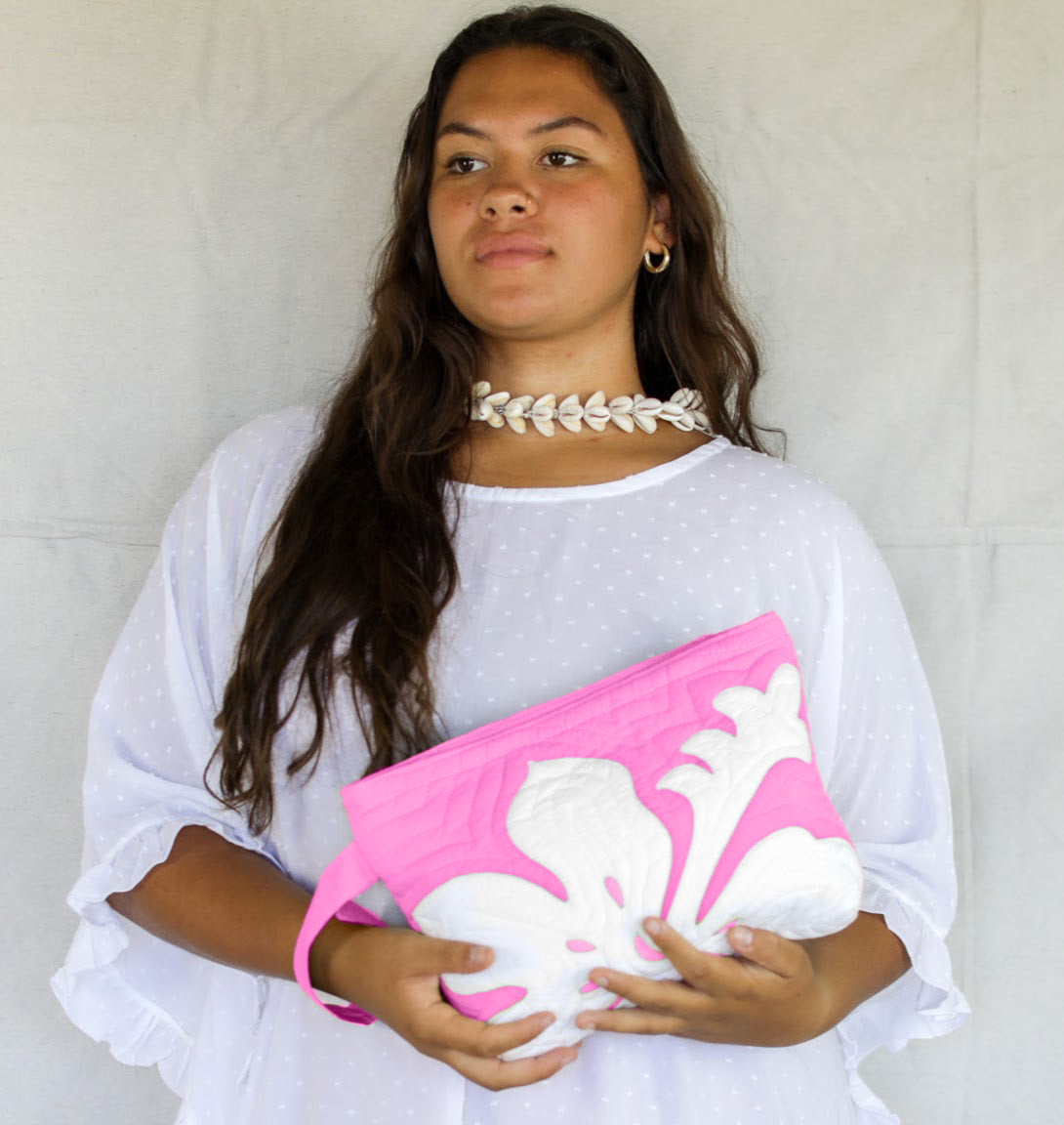 The Quilted Clutch in Hibiscus
