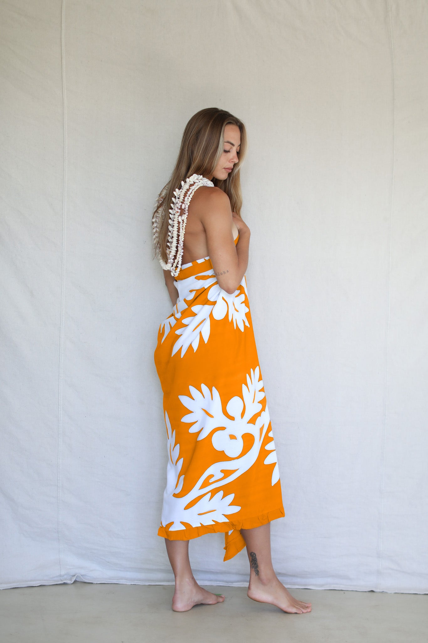Classic Long Ruffle Pareo in Ulu