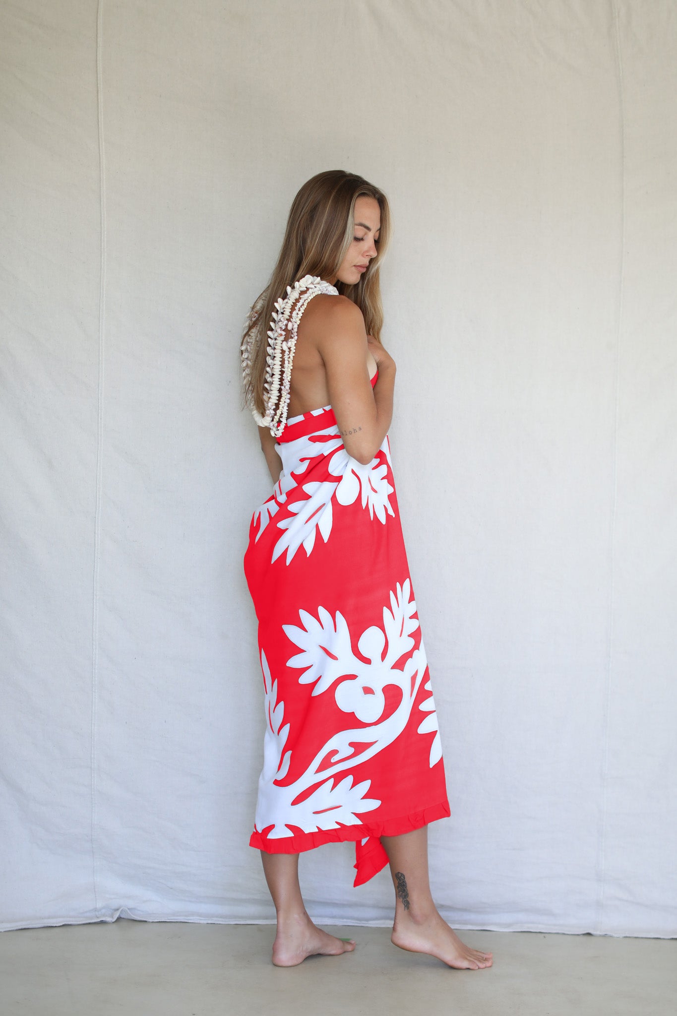 Classic Long Ruffle Pareo in Ulu