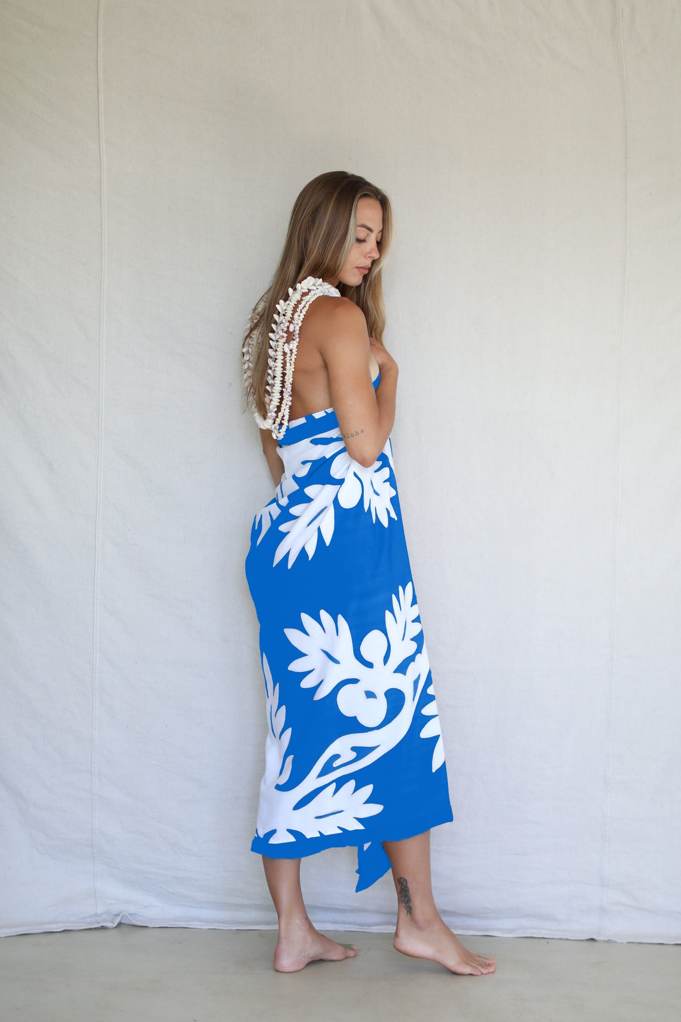 Classic Long Ruffle Pareo in Ulu