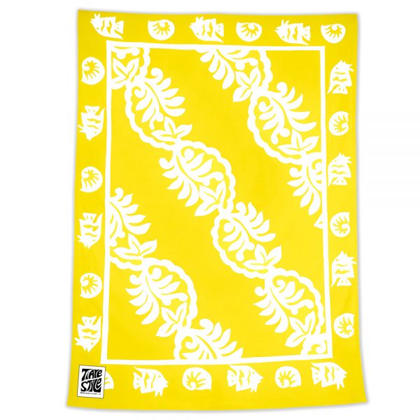 Product image of Woodrose pattern Maui Beach Sheet in a yellow color.