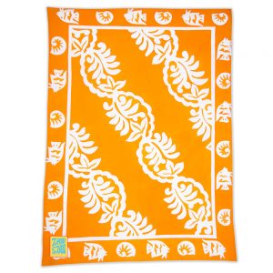 Product image of Woodrose pattern Maui Beach Sheet in a Mango orange color.