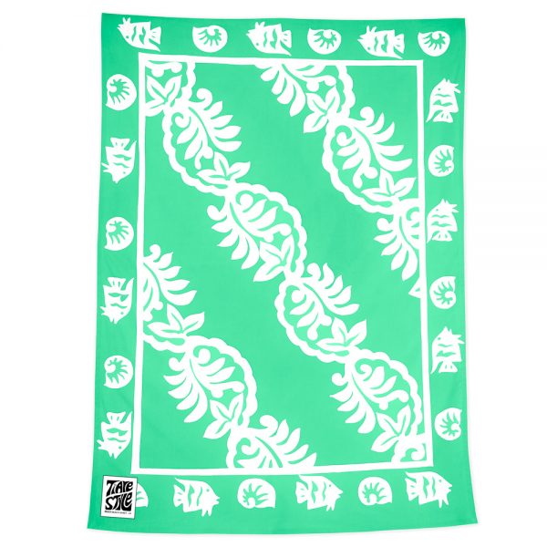 Product image of Woodrose pattern Maui Beach Sheet in a Sea Foam color.