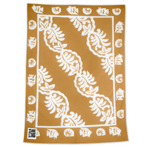 Product image of Woodrose pattern Maui Beach Sheet in a tan color.