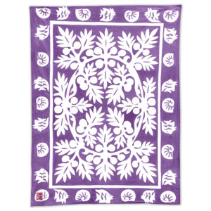 Product image of 'Ulu breadfruit pattern Maui Beach Sheet in a lavender color.