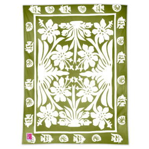 Product image of hibiscus flower pattern maui beach sheet in a green Maui Wowie color.