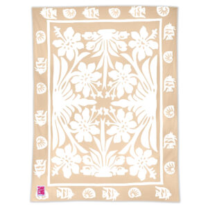 Product image of hibiscus flower pattern maui beach sheet in a sandy beach color.