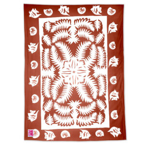Product image of Hawaiian Laua'e Fern pattern Maui Beach Sheet in a Red Sand color.