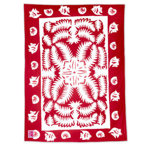 Product image of Hawaiian Laua'e Fern pattern Maui Beach Sheet in a Red Ti color.