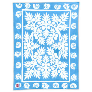 Product image of 'Ulu breadfruit pattern Maui Beach Sheet in a French Blue color.