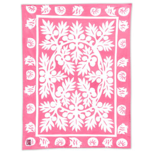 Product image of 'Ulu breadfruit pattern Maui Beach Sheet in a Guava pink color.